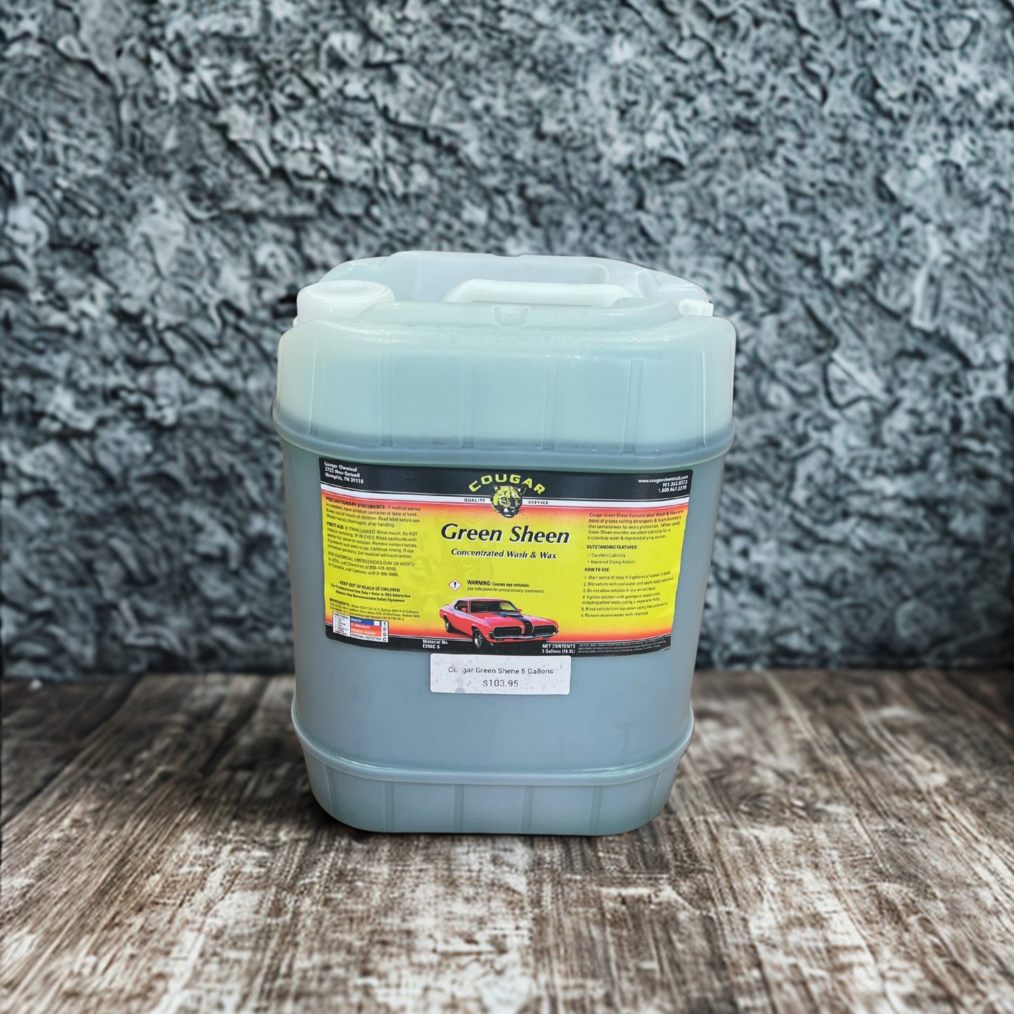 Cougar Green Sheen Shampoo Concentrated Wash & Wax 1 Gallon